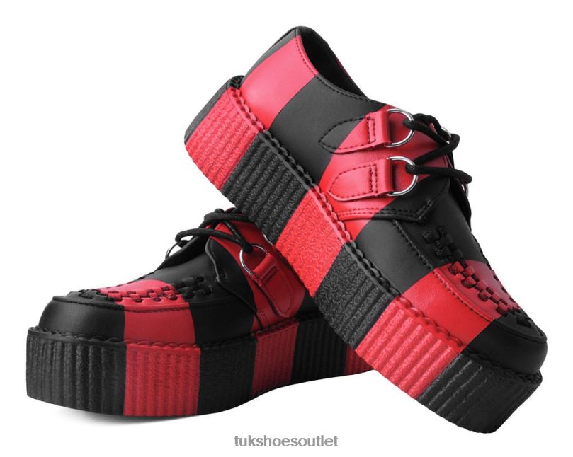 T.U.K. Footwear Striped Viva Mondo Creeper Women Black/Red Footwear HP22882