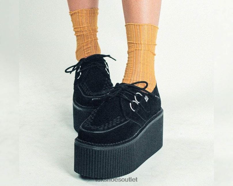 T.U.K. Footwear Suede Classic Stratocreeper Women Black Footwear HP22823