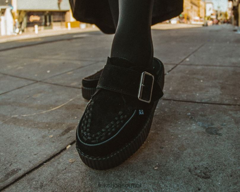 T.U.K. Footwear Suede Creeper Mule Women Black Footwear HP22891