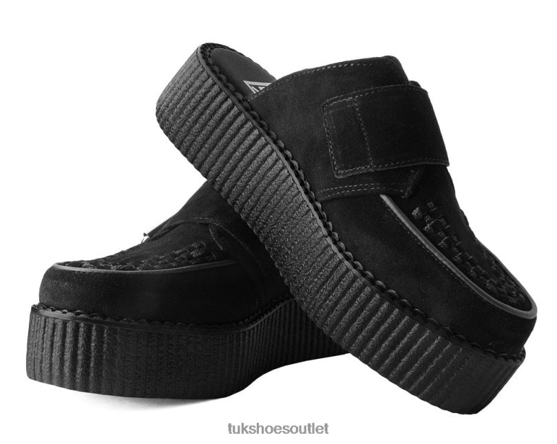 T.U.K. Footwear Suede Creeper Mule Women Black Footwear HP22891
