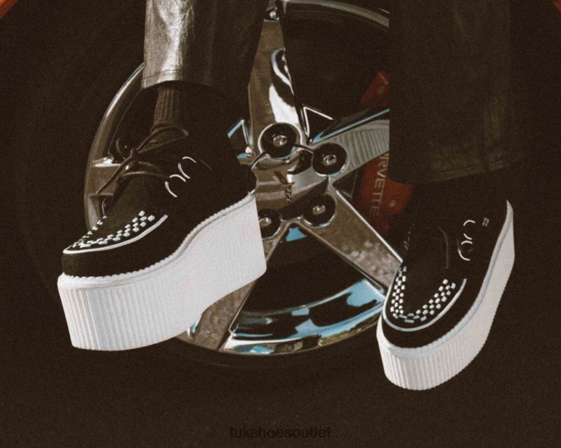 T.U.K. Footwear Suede Interlace Stratocreeper Women Black/White Footwear HP22873
