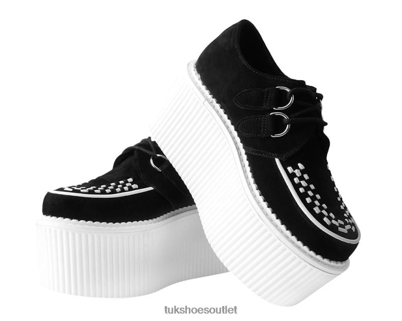 T.U.K. Footwear Suede Interlace Stratocreeper Women Black/White Footwear HP22873
