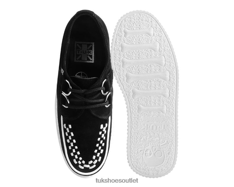 T.U.K. Footwear Suede Interlace Stratocreeper Women Black/White Footwear HP22873