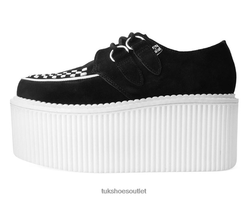 T.U.K. Footwear Suede Interlace Stratocreeper Women Black/White Footwear HP22873