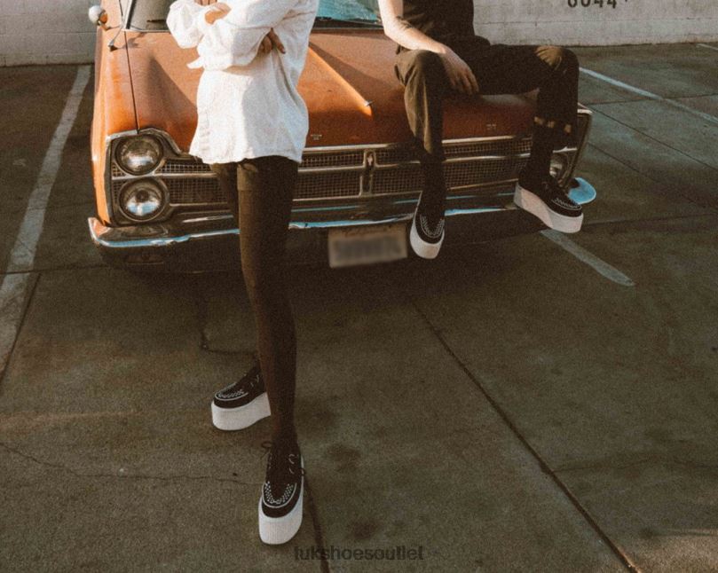 T.U.K. Footwear Suede Interlace Stratocreeper Women Black/White Footwear HP22873