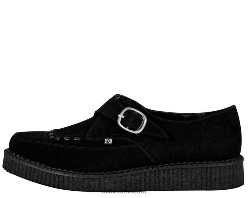 T.U.K. Footwear Suede Pointed Buckle Creeper Women Black Footwear HP22895