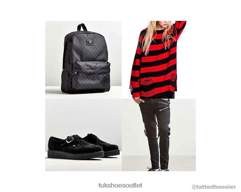 T.U.K. Footwear Suede Pointed Buckle Creeper Women Black Footwear HP22895