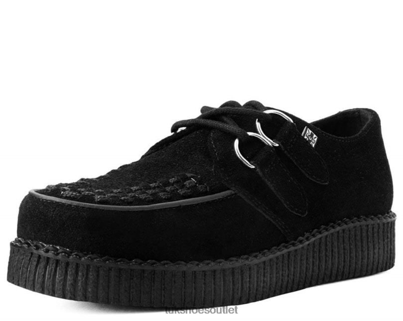T.U.K. Footwear Suede Viva Low Creeper Women Black Footwear HP2286