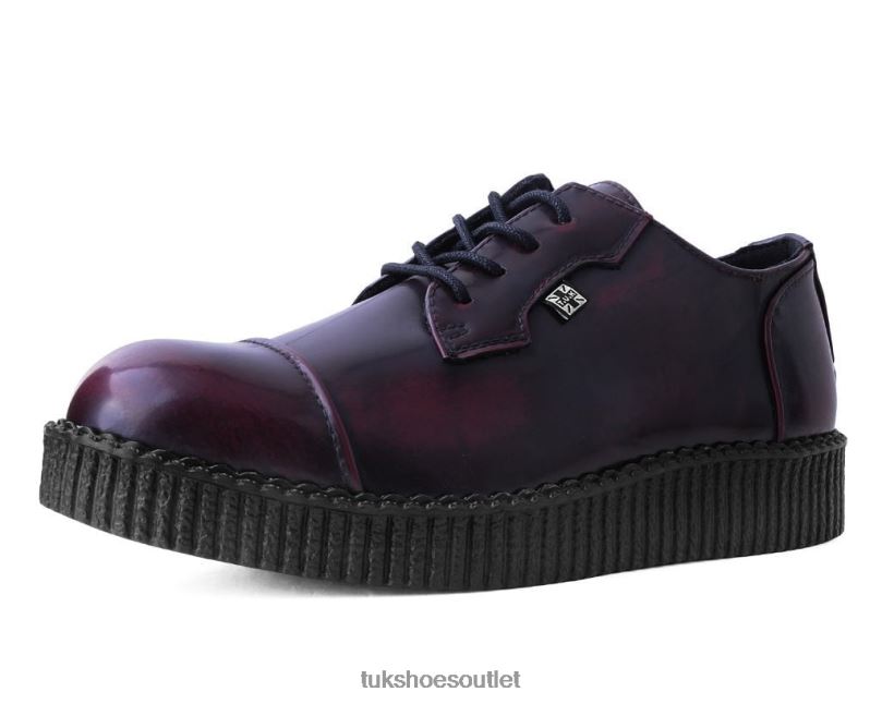 T.U.K. Footwear Toe Cap Viva Low Creeper Women Burgundy Footwear HP2285
