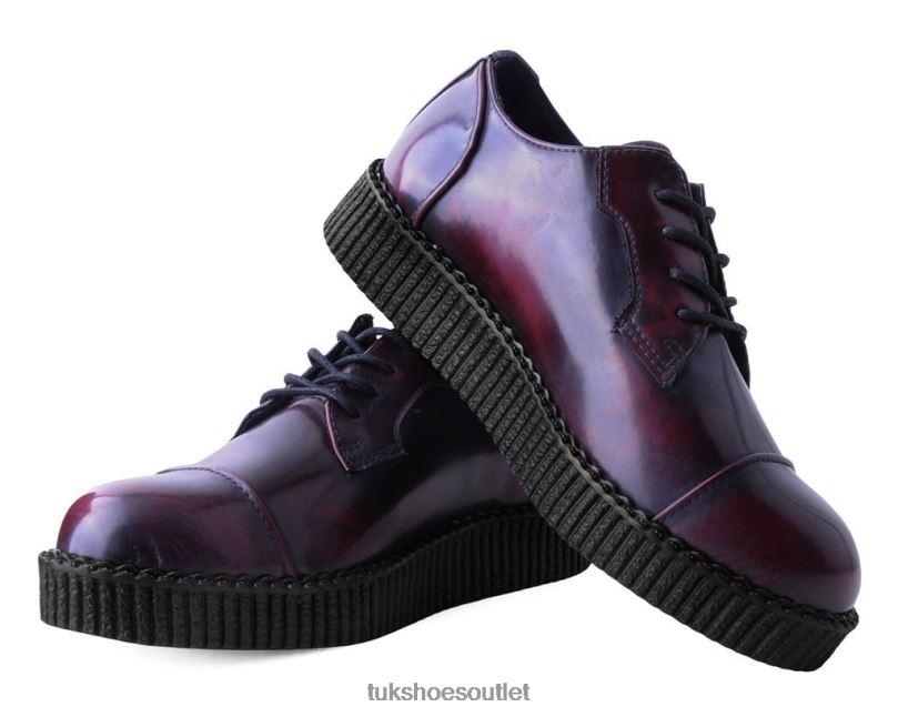 T.U.K. Footwear Toe Cap Viva Low Creeper Women Burgundy Footwear HP2285