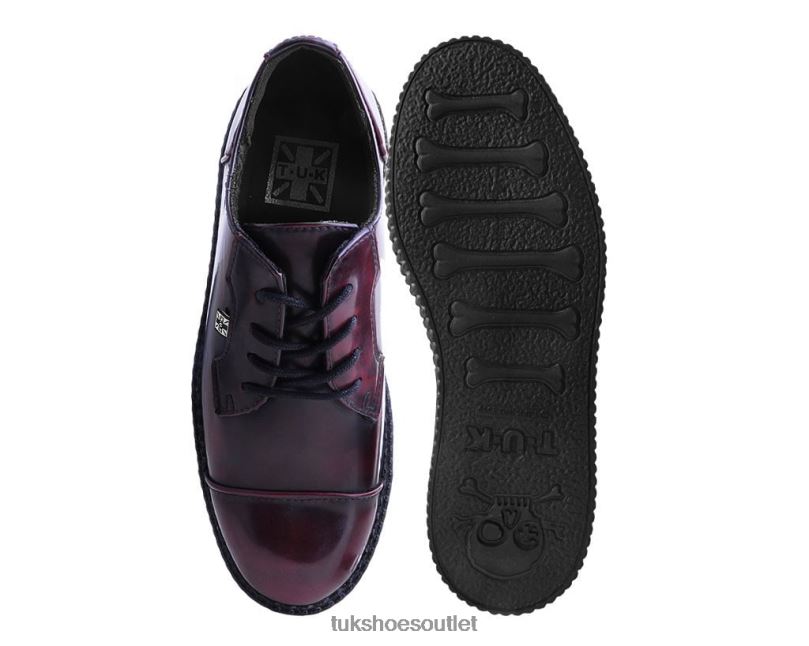 T.U.K. Footwear Toe Cap Viva Low Creeper Women Burgundy Footwear HP2285
