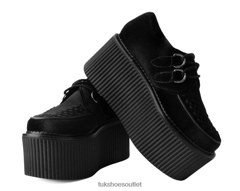 T.U.K. Footwear Velvet Stratocreeper Women Black Footwear HP22875
