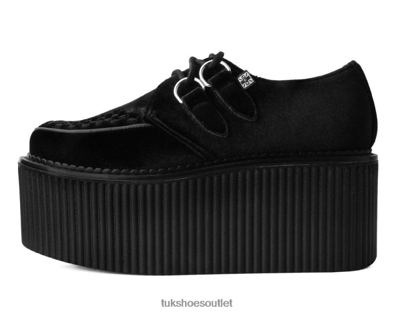 T.U.K. Footwear Velvet Stratocreeper Women Black Footwear HP22875