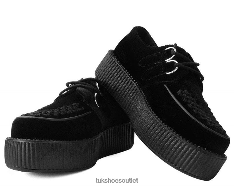 T.U.K. Footwear Velvet Viva Mondo Creeper Women Black Footwear HP22842