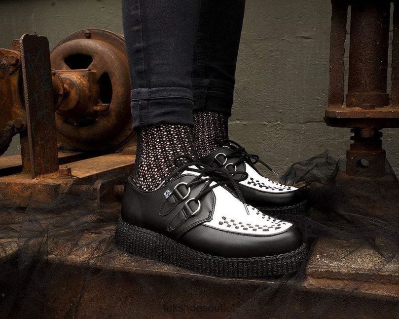 T.U.K. Footwear Viva Low Creeper Women Black/White Footwear HP22865