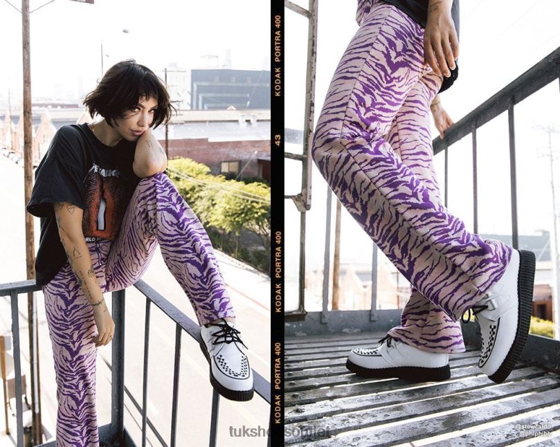 T.U.K. Footwear Viva Low Creeper Women White Footwear HP22819