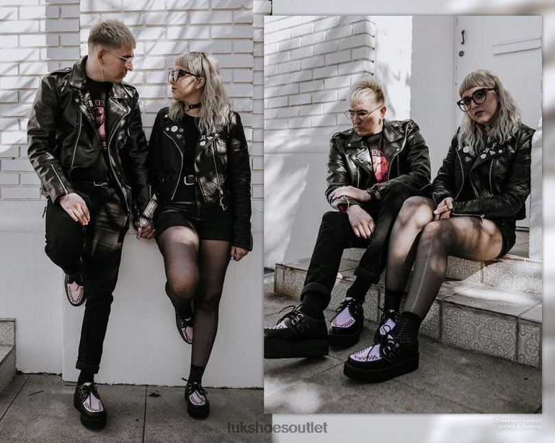 T.U.K. Footwear Viva Mondo Creeper Women Black/Pink Footwear HP228313