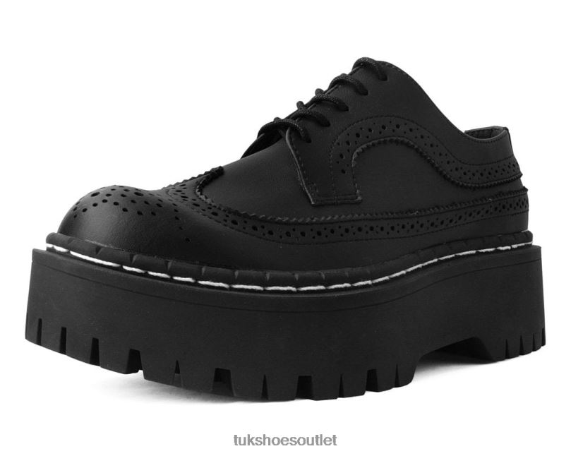 T.U.K. Footwear Double Decker Brogue Women Black Footwear HP228288