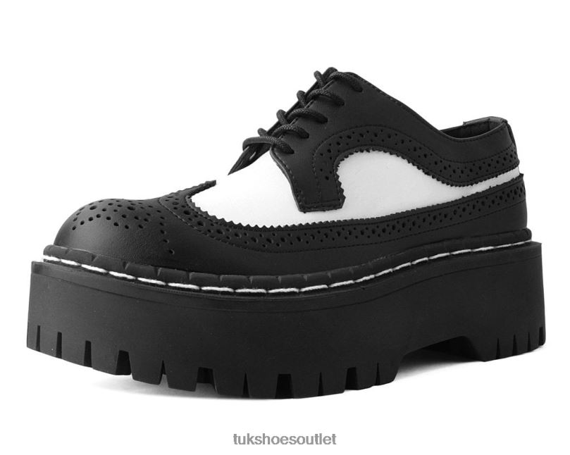 T.U.K. Footwear Double Decker Brogue Women Black/White Footwear HP228287