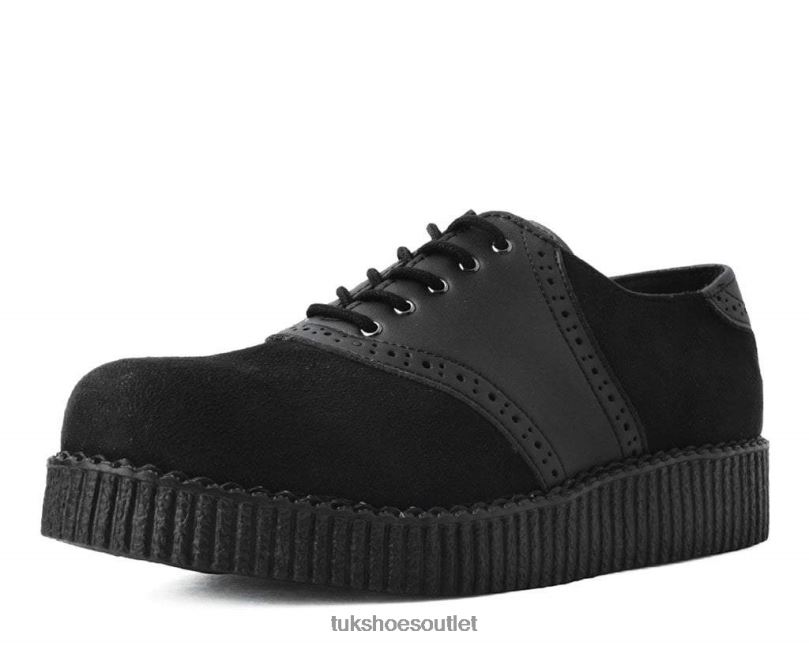 T.U.K. Footwear Faux Suede & Saddle Oxford Women Black Footwear HP22839
