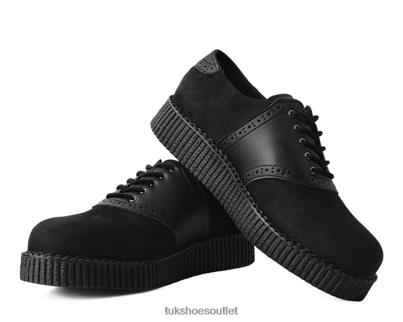 T.U.K. Footwear Faux Suede & Saddle Oxford Women Black Footwear HP22839