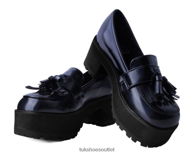 T.U.K. Footwear Haze Loafer Platform Women Black Footwear HP228294