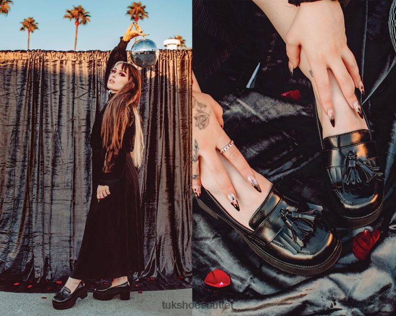 T.U.K. Footwear Haze Loafer Platform Women Black Footwear HP228294