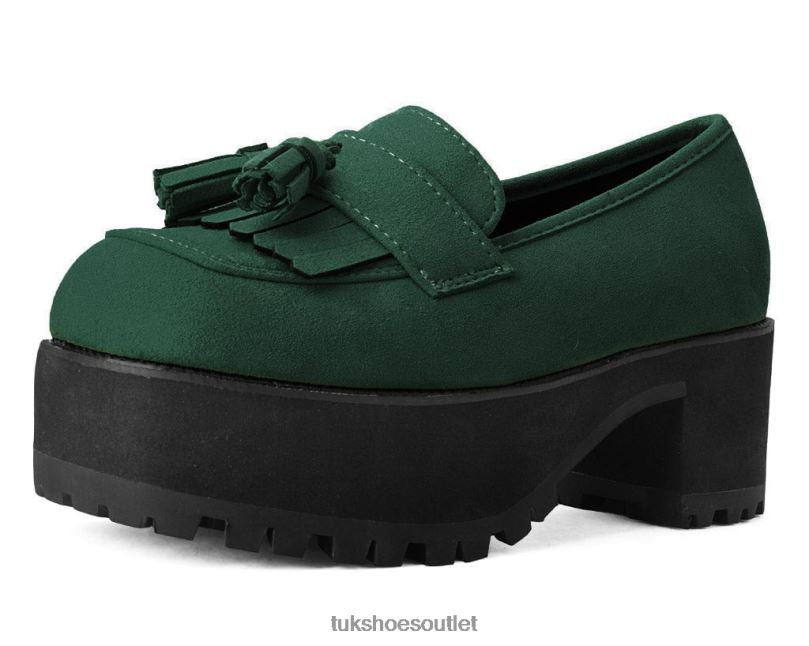 T.U.K. Footwear Loafer Platform Women Green Footwear HP228298