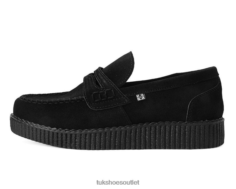 T.U.K. Footwear Suede Penny Loafer Women Black Footwear HP228113
