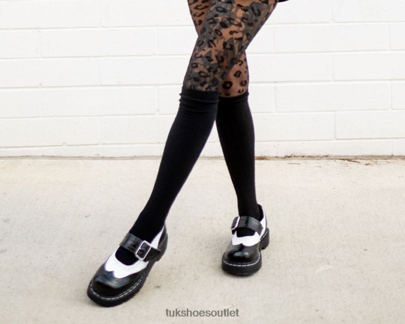 T.U.K. Footwear Brogue Mary Jane Women Black/White Footwear HP228132