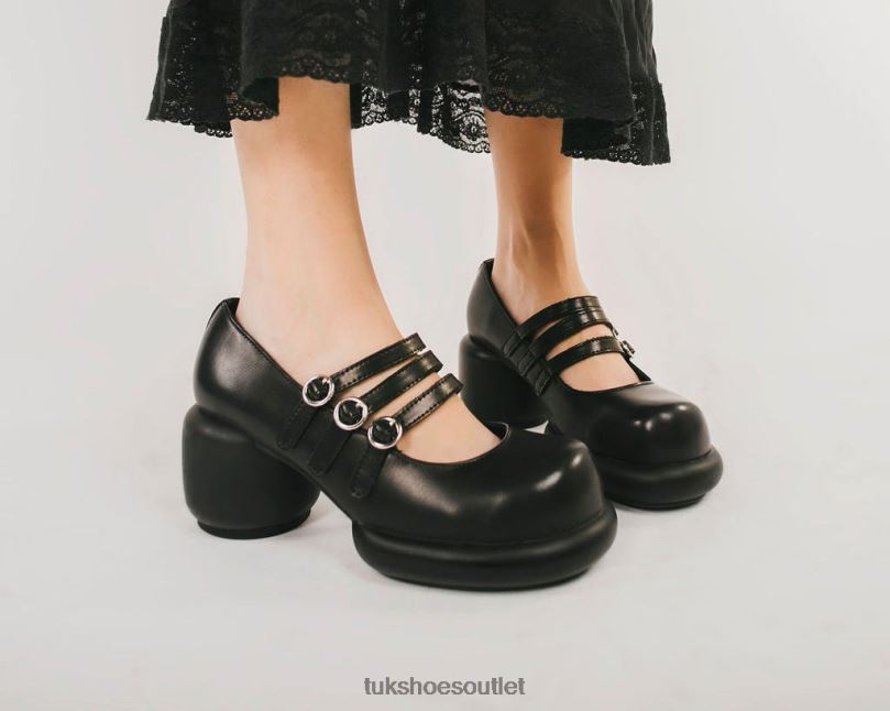 T.U.K. Footwear Burnished Bubble II Anarchic Mary Jane Women Black Footwear HP228185