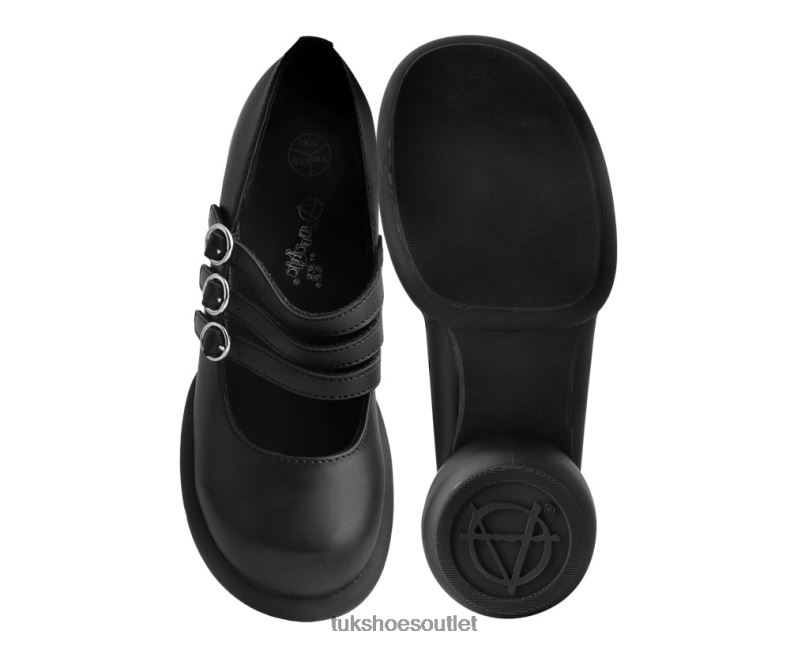 T.U.K. Footwear Burnished Bubble II Anarchic Mary Jane Women Black Footwear HP228185