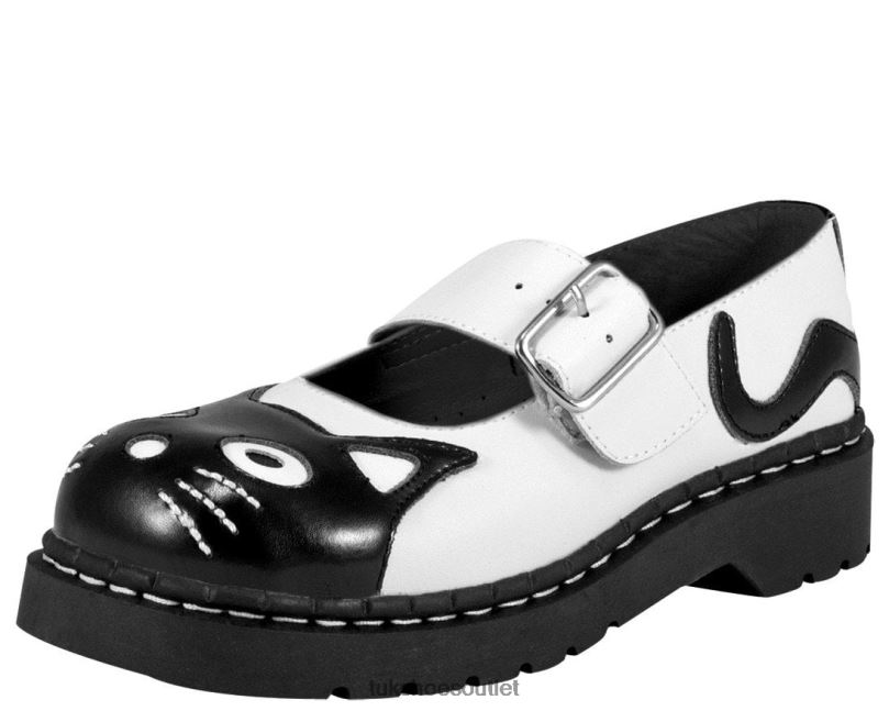 T.U.K. Footwear Classic Kitty Mary Jane Women Black/White Footwear HP228134