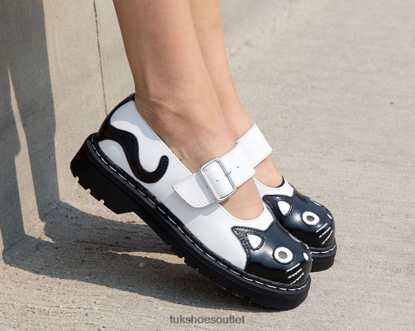 T.U.K. Footwear Classic Kitty Mary Jane Women Black/White Footwear HP228134