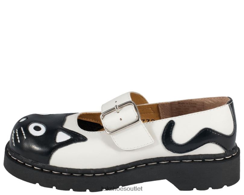 T.U.K. Footwear Classic Kitty Mary Jane Women Black/White Footwear HP228134