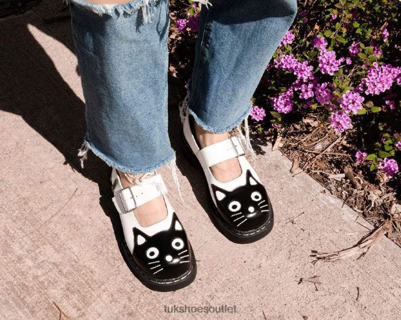T.U.K. Footwear Classic Kitty Mary Jane Women Black/White Footwear HP228134