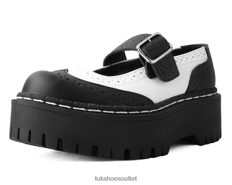 T.U.K. Footwear Double Decker Mary Jane Women Black/White Footwear HP228150