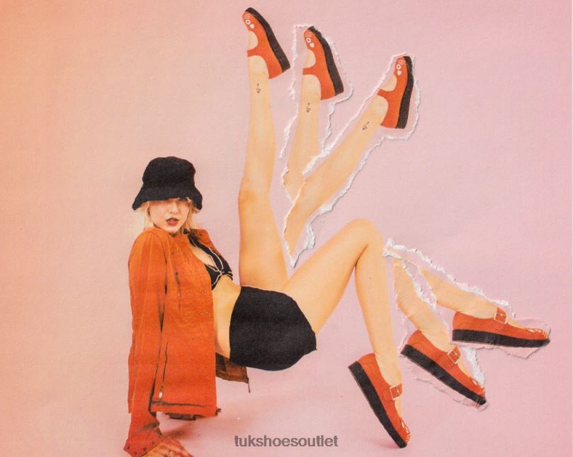 T.U.K. Footwear Faux Suede Kitty Viva Low Mary Jane Women Orange Footwear HP228159