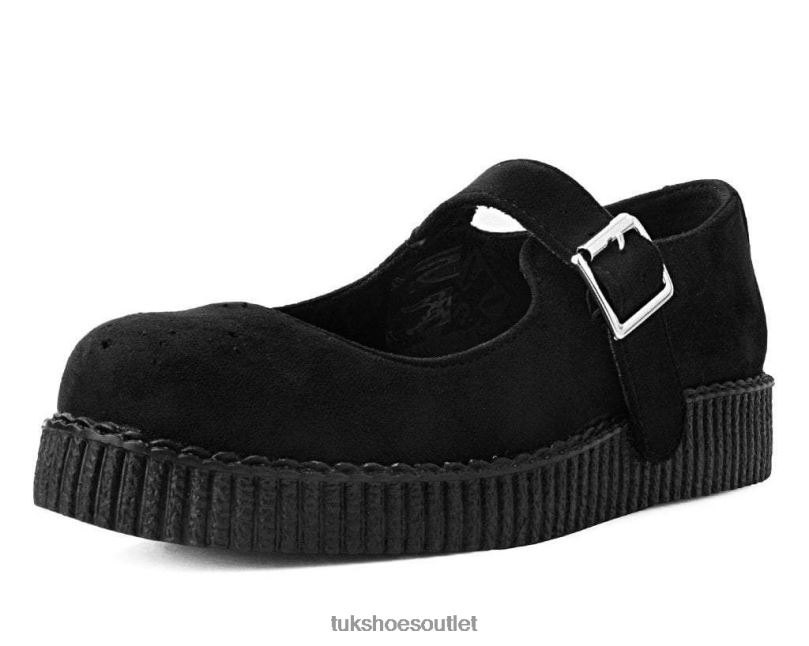 T.U.K. Footwear Faux Suede Viva Low Mary Jane Women Black Footwear HP228141