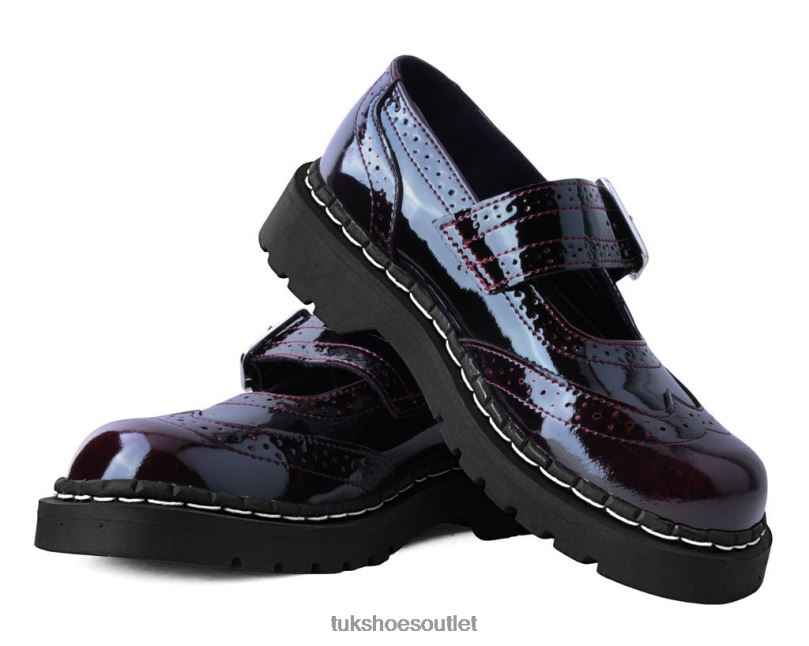 T.U.K. Footwear Gradient Brogue Mary Jane Women Burgundy Footwear HP228176