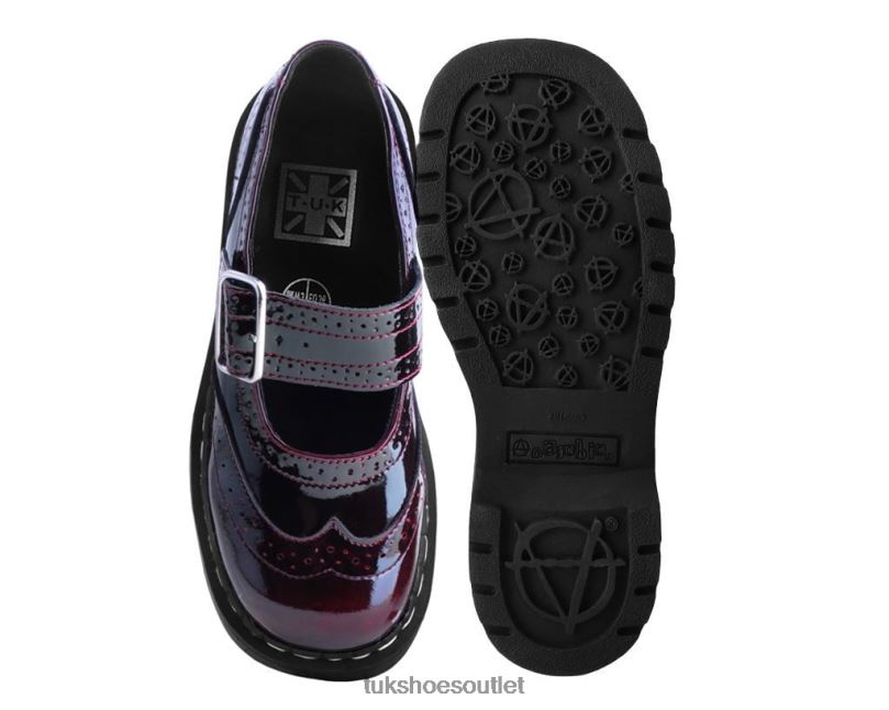 T.U.K. Footwear Gradient Brogue Mary Jane Women Burgundy Footwear HP228176