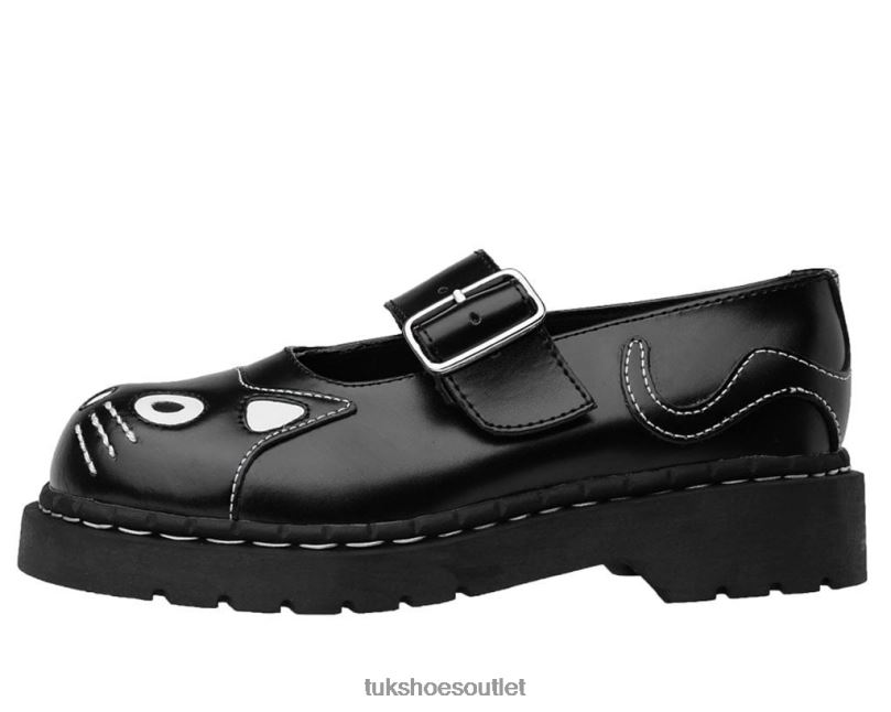 T.U.K. Footwear Kitty Face MJs Women Black Footwear HP228133