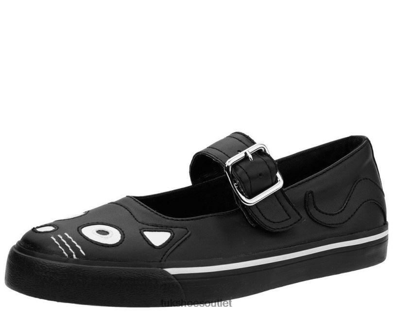 T.U.K. Footwear Kitty Face Mary Janes Women Black Footwear HP228269
