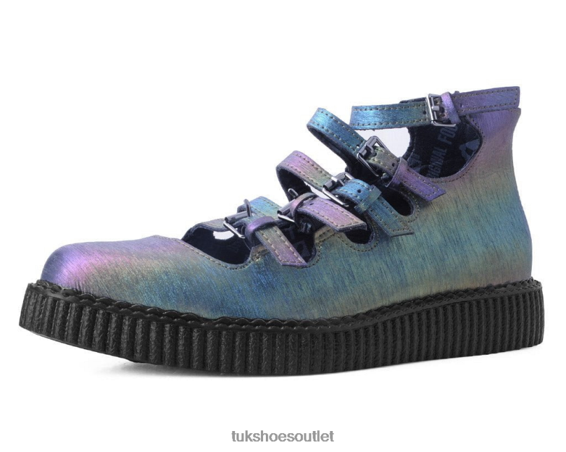 T.U.K. Footwear Midnight Abalone Multi-Strap Pointed Mary Jane Women Green/Purple/Blue Footwear HP22854