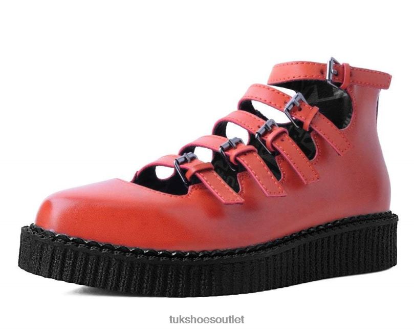 T.U.K. Footwear Multi-Strap Pointed Mary Jane Women Orange Footwear HP228144