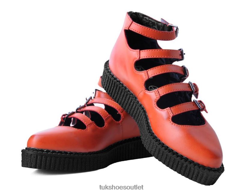 T.U.K. Footwear Multi-Strap Pointed Mary Jane Women Orange Footwear HP228144