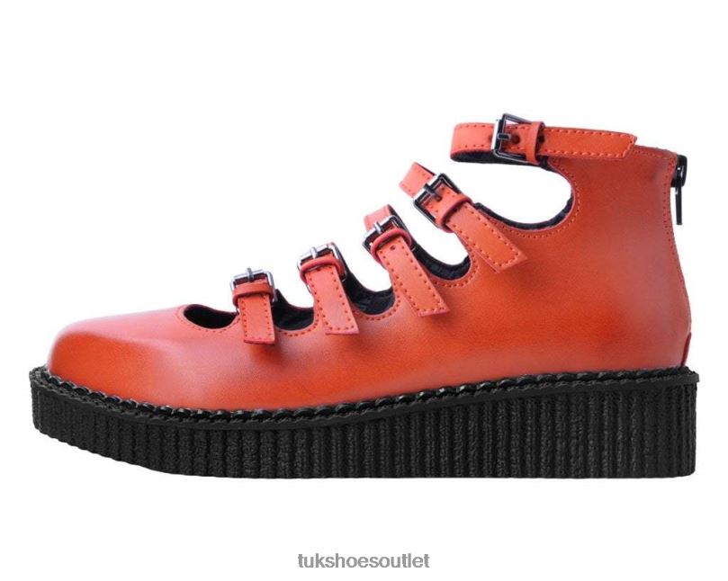 T.U.K. Footwear Multi-Strap Pointed Mary Jane Women Orange Footwear HP228144
