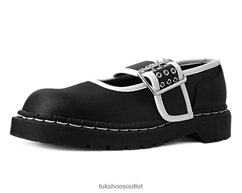 T.U.K. Footwear Trim 3-Prong Anarchic Mary Jane Women Black/White Footwear HP228183