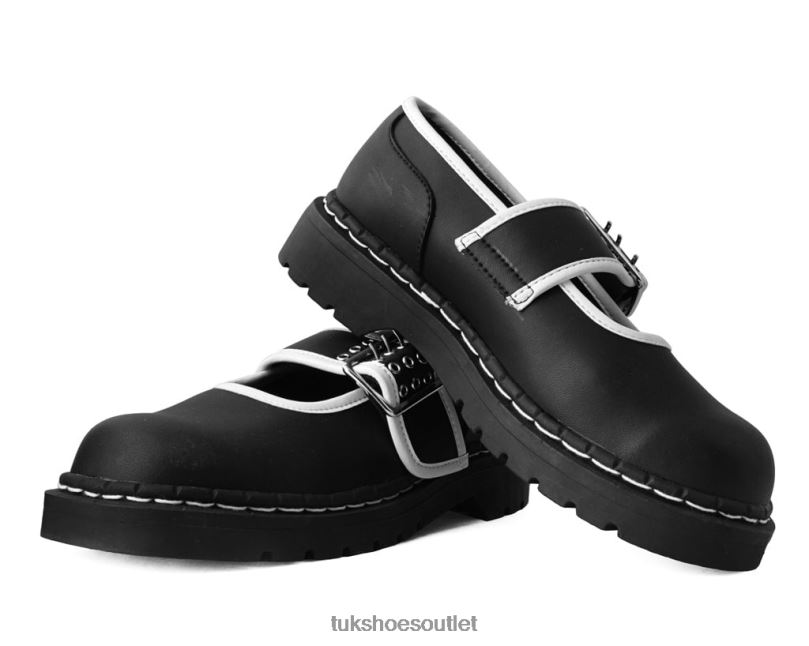 T.U.K. Footwear Trim 3-Prong Anarchic Mary Jane Women Black/White Footwear HP228183