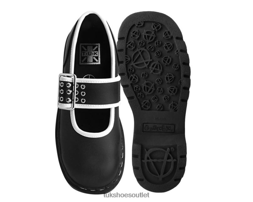 T.U.K. Footwear Trim 3-Prong Anarchic Mary Jane Women Black/White Footwear HP228183